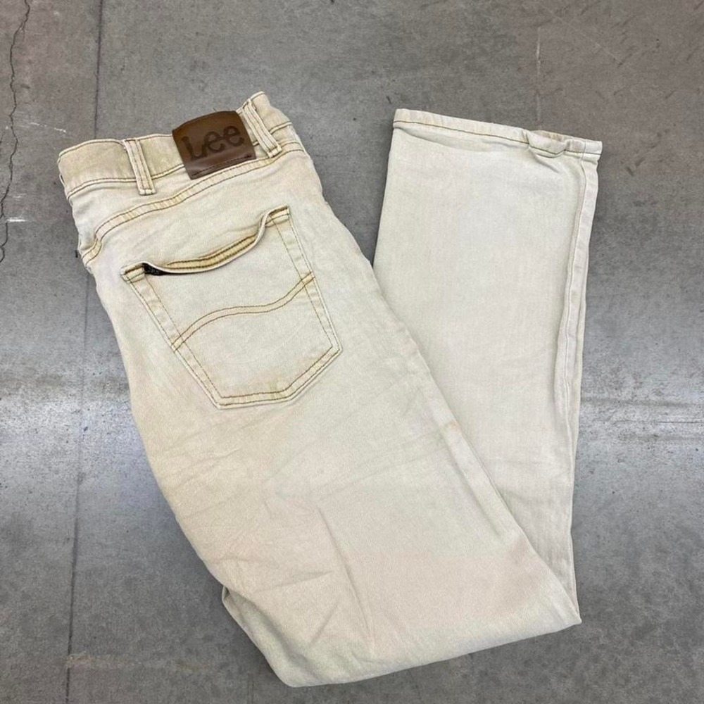 Y2K Lee Cream Tan Jeans 38x30 Vintage Straight Leg‎